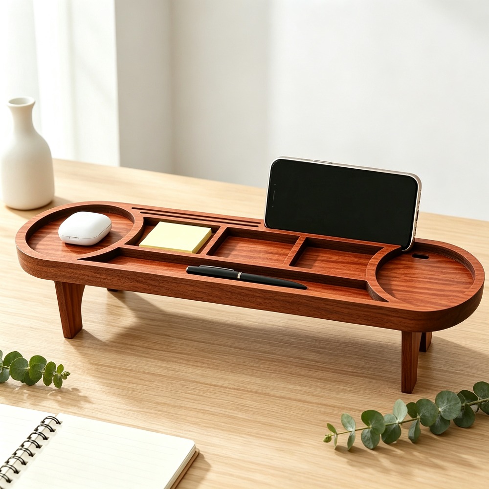 Tech Accessories For Office - Деревянный органайзер для стола с подставкой